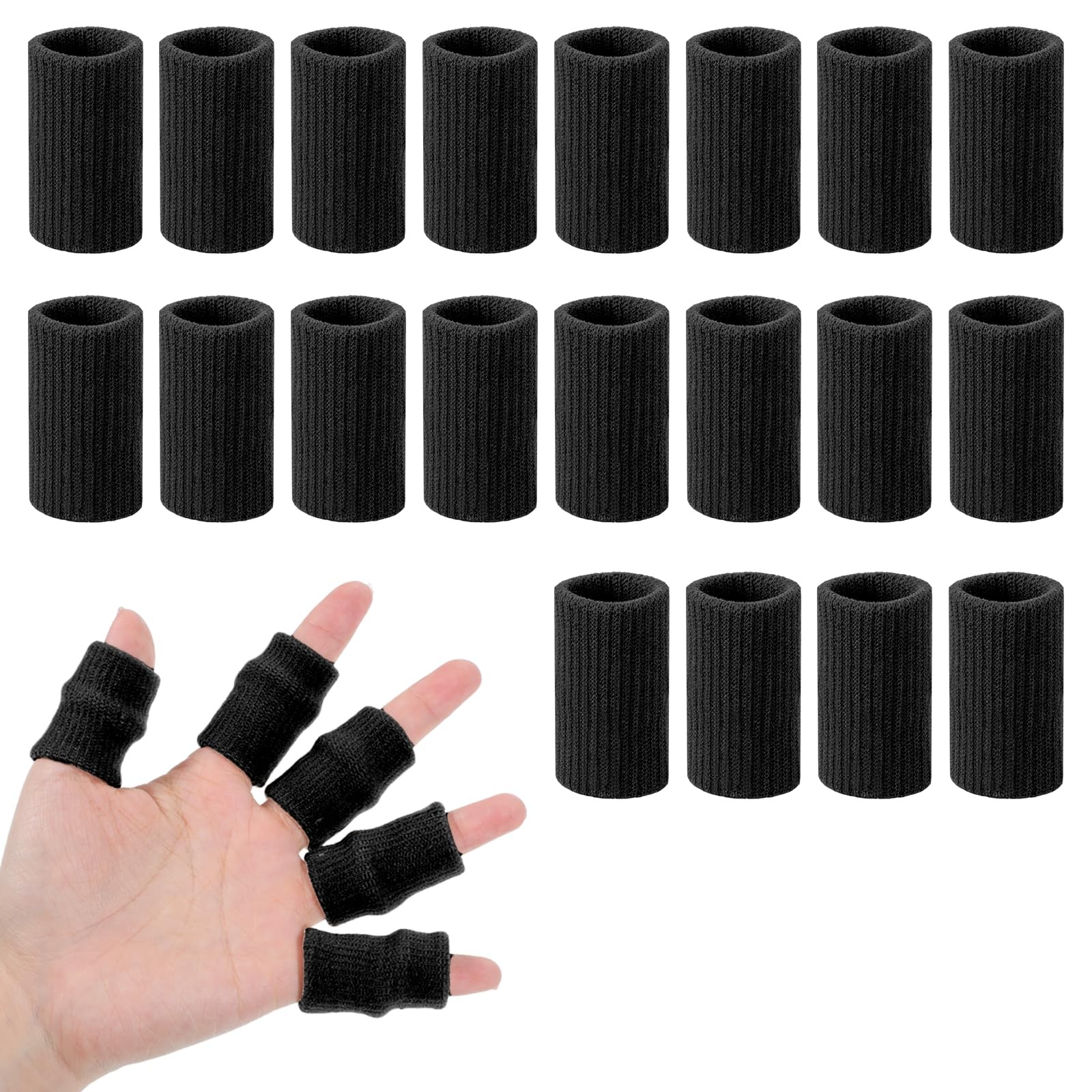 20 Pcs Finger Sleeves Protector Compression Elastic Thumb Brace Support