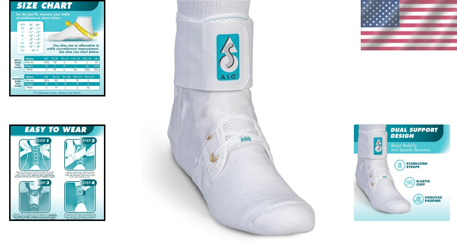 ASO Ankle Stabilizer Lace-Up Brace for Sprains & Tendonitis – Comfort & Support