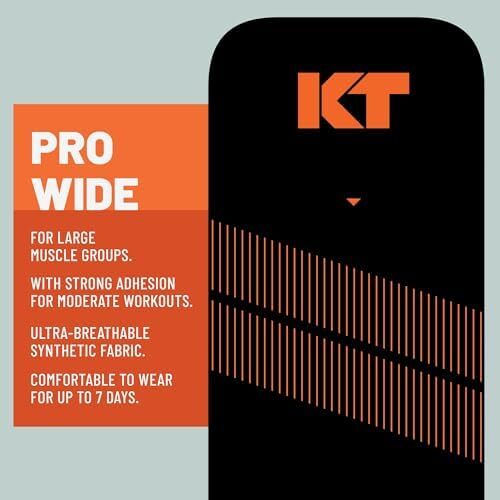KT Tape Pro Wide Strips 10 Precut 10 Inch Black Support for Muscles and Joints