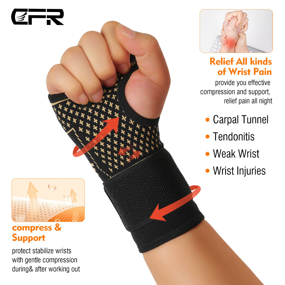 Copper Wrist Brace Support Splint Carpal Tunnel Sprain Arthritis For Man Woman