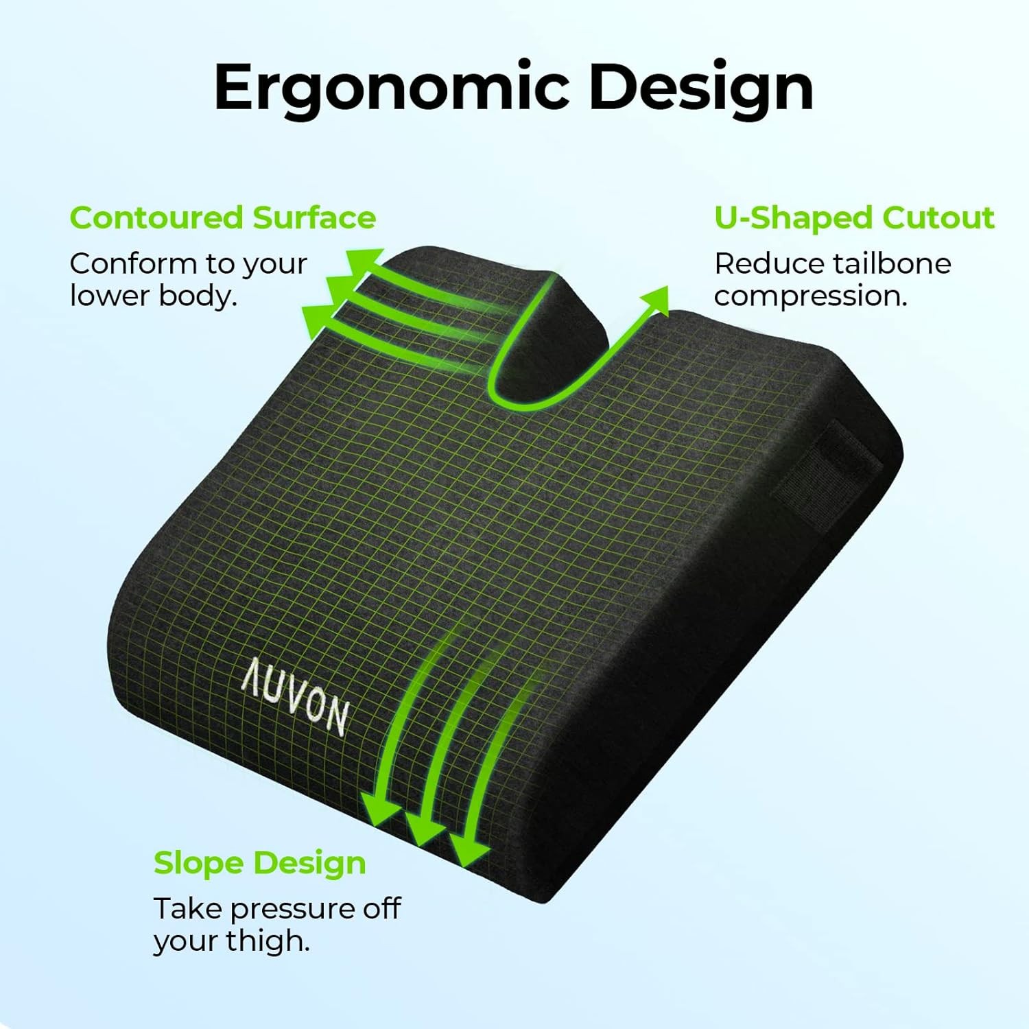 AUVON Wheelchair Seat Cushions (20″x16″x4″) for L (20x16x4in), Black