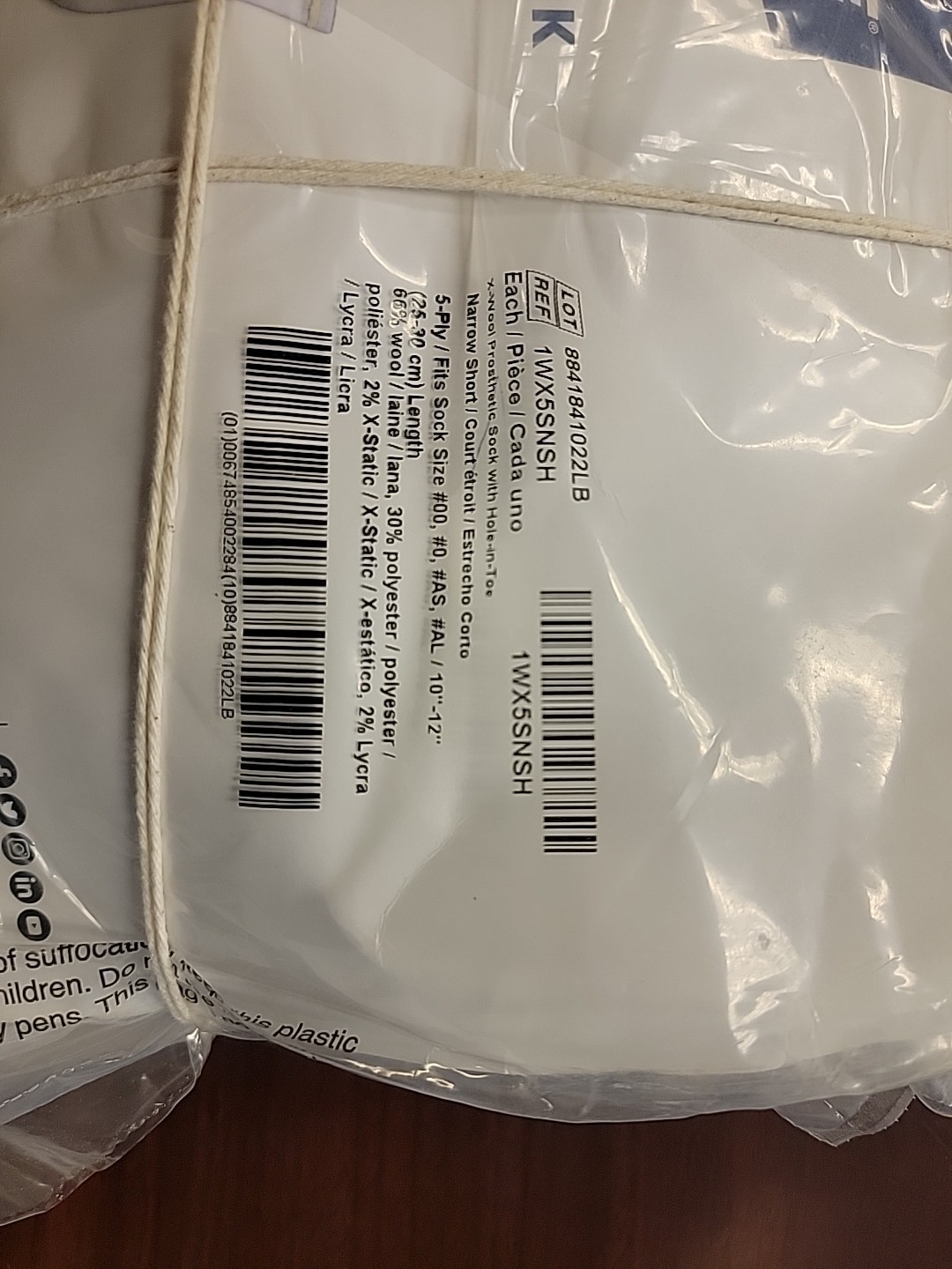 Knit Rite Prosthetic Sock X-Wool 5 Ply 10″-12 1WX5SNSH