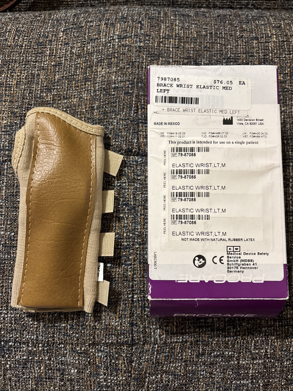 Procare Elastic Wrist Brace, Medium Beige (Left)- NIB