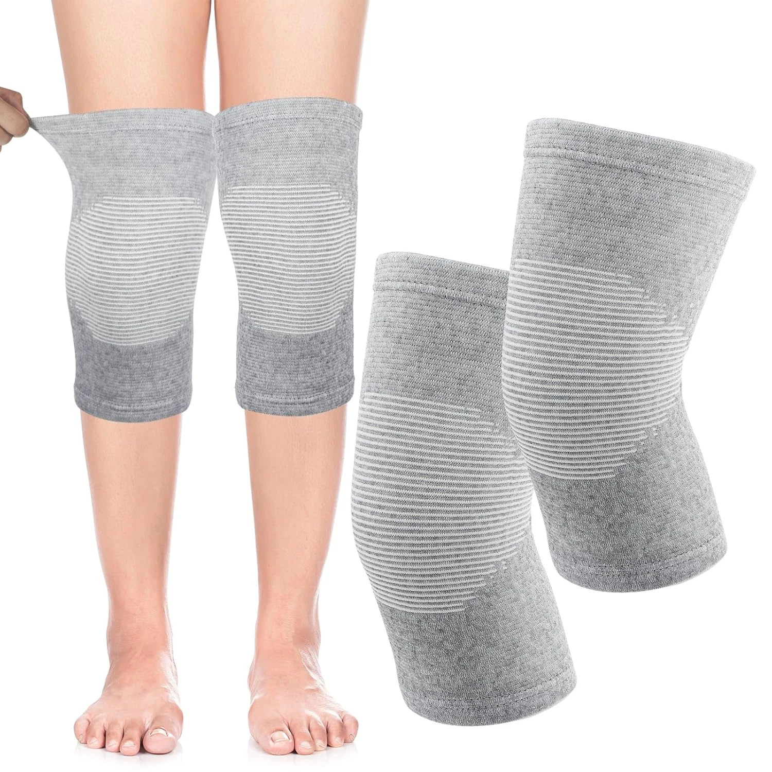 2pcs- Bamboo Charcoal Compression Knee Sleeves Elastic Knee Braces for Women&Men