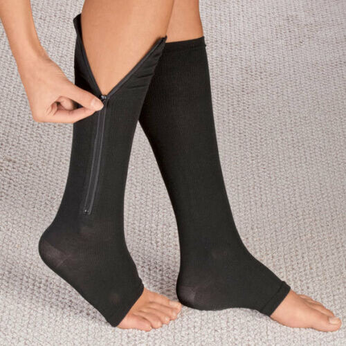 Zippered Compression Socks Support Stockings Leg Calf Men’s Women’s Sox (S-XXL)