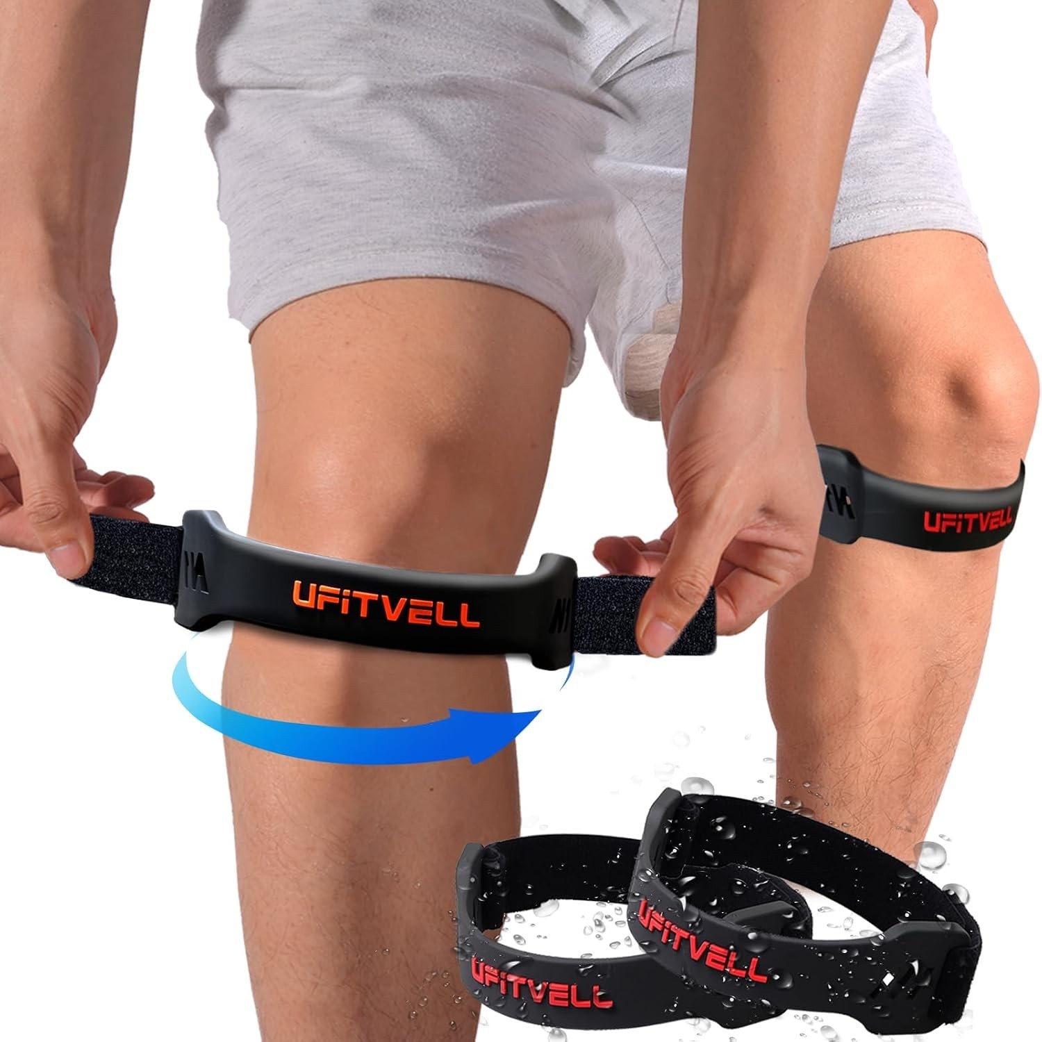 Silicone Patellar Tendon Support Strap 2-Pack, Knee Brace for Women Men, Adju…