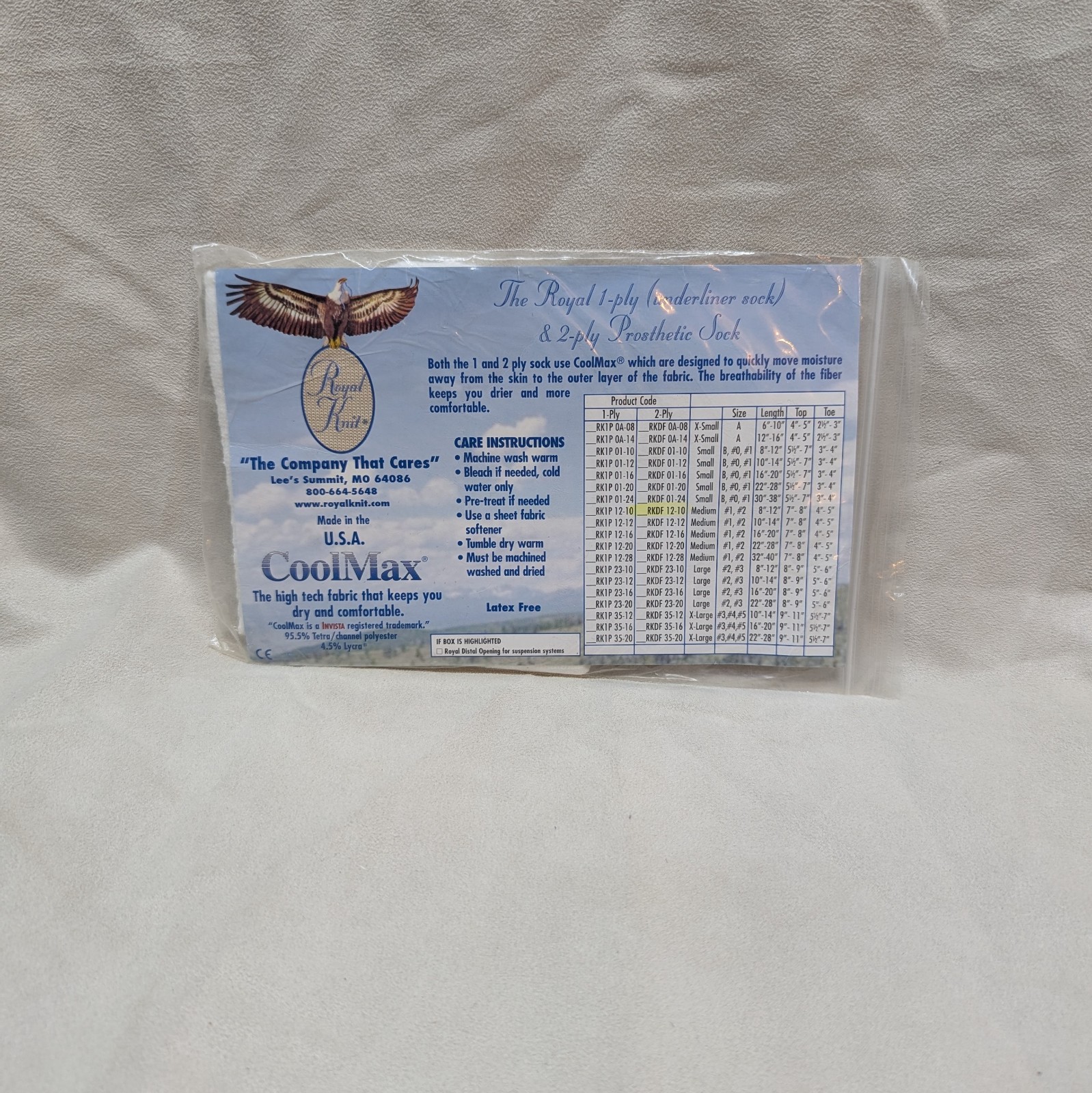 3 New Royal Knit Prosthetic Sock Medium Coolmax Made in USA 2 Ply RKDF 12-10