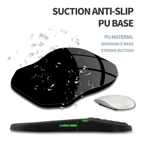 Ergonomic Raised Mouse Pad Wrist Support with Bilateral Slope Memory Foam Black
