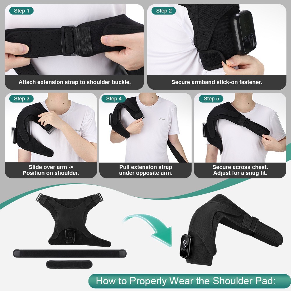 USB Heated Shoulder Brace Heating Support Muscle Massage Warm Massager Wrap Pads