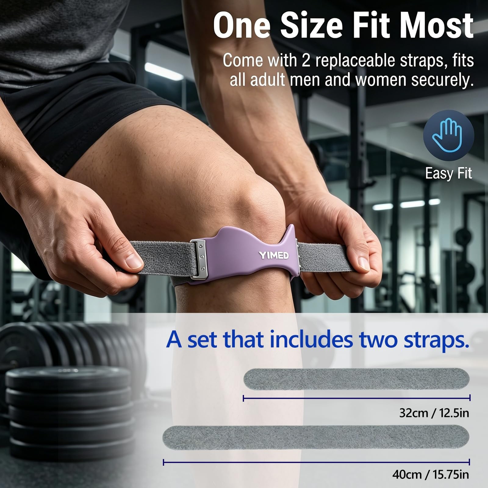Patellar Tendon Support Strap, Silicone Knee Band for Pain Relief, Purple