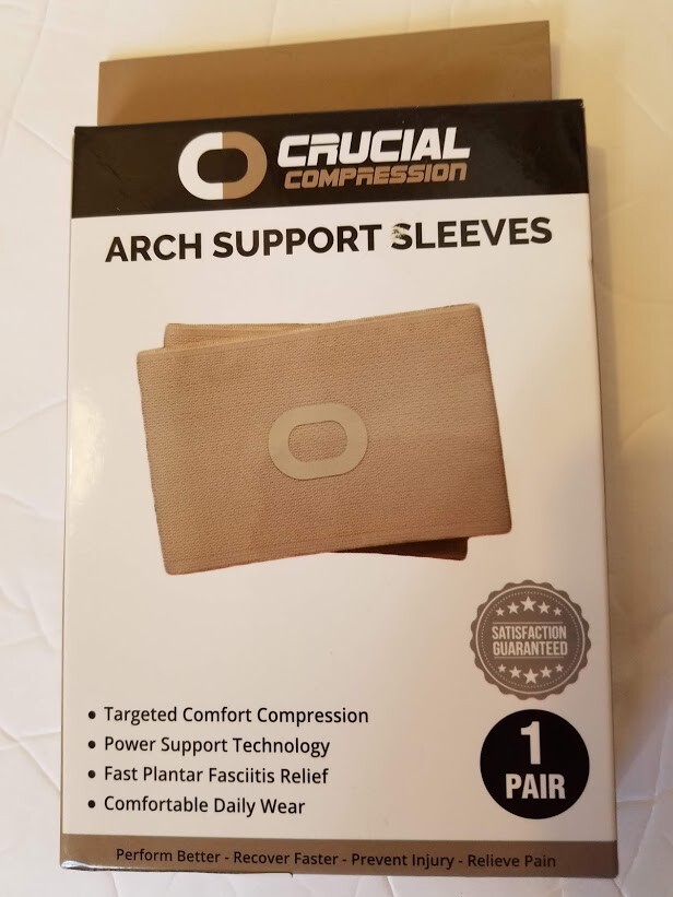 New Crucial Compression Arch Support Sleeves L/X Beige Plantar Fasciitis Relief