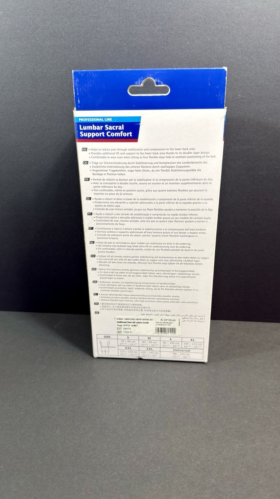 Actimove Lumbar Sacral Support Comfort Belt XL 100-115cm New In Box