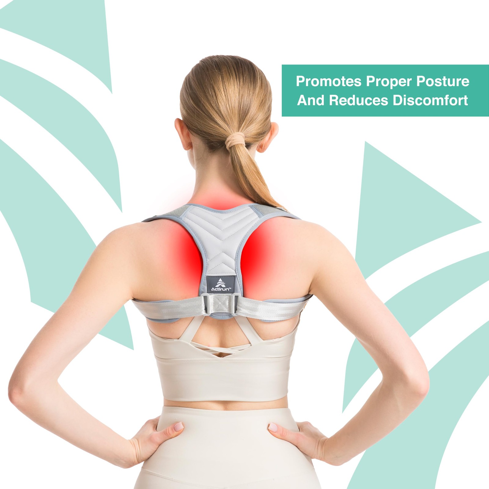Actirun Shoulder Posture Corrector & Straps for Medium, Gray