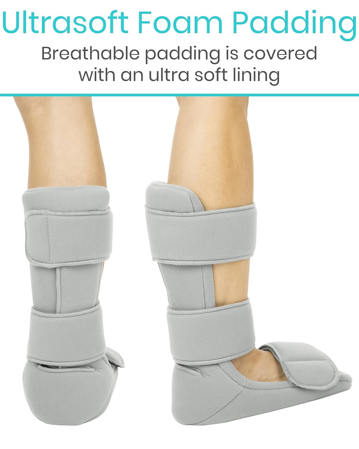 Leg Brace Support Splint Trigger Point Night Plus Stretch Wedges Soft Gray Large