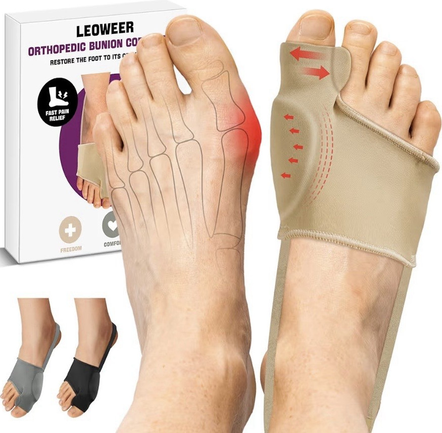 LEOWEER Orthopedic Bunion Corrector Foot Sleeve Beige One Size Non-Slip