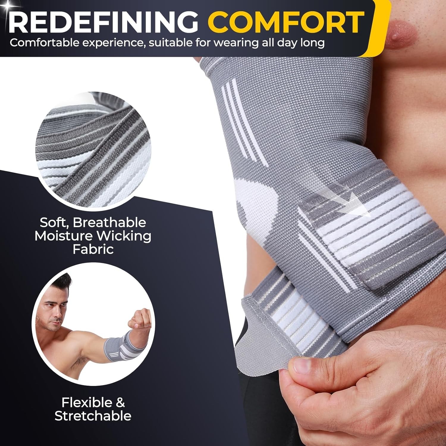 Elbow Support Brace Gray, Size S, 1 Unit