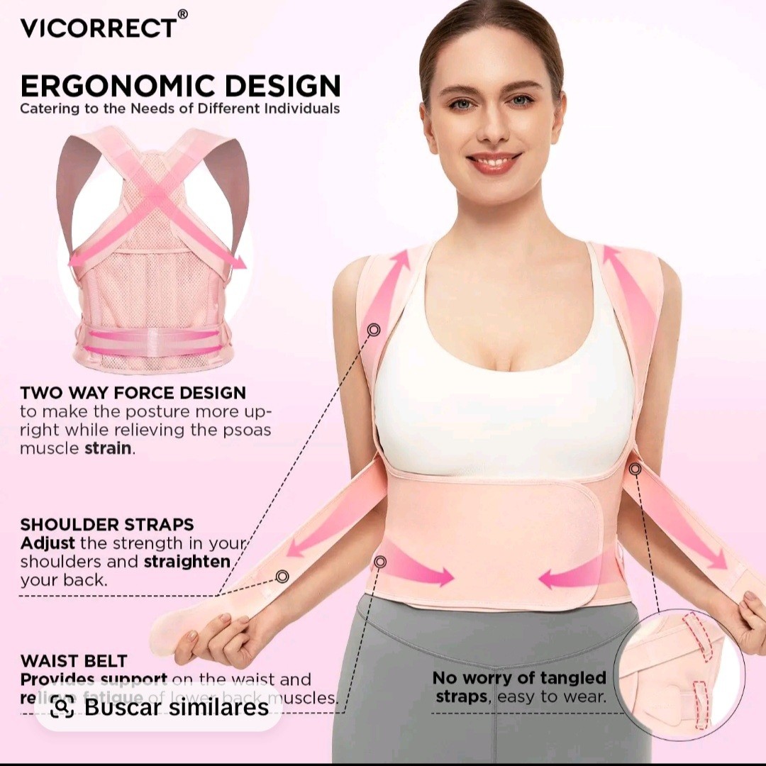 Vicorrect Adjustable Ergonomic Posture Corrector Pink S Back Support