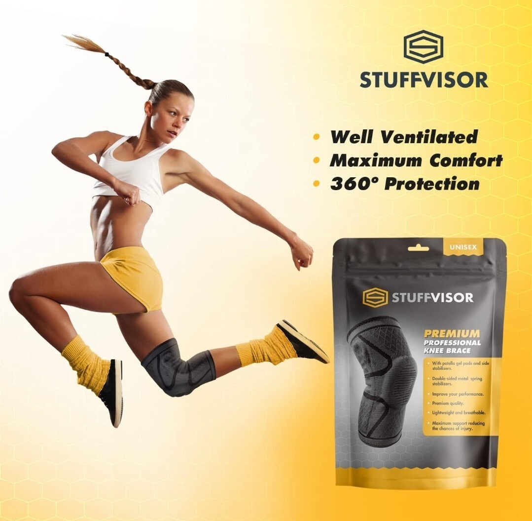 X4 Stuffvisor Knee Compression Sleeves Men’s Knee Brace Supports Knee Medium New