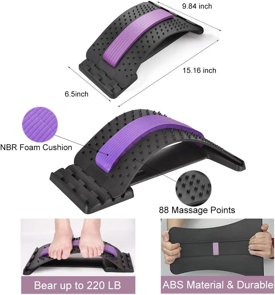 Back Stretcher for Lower Back Pain Relief, 4 Level Adjustable Lumbar Cracker Boa