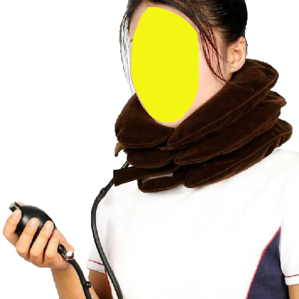 Brown Inflatable Neck Collar for Neck Shoulder Pain