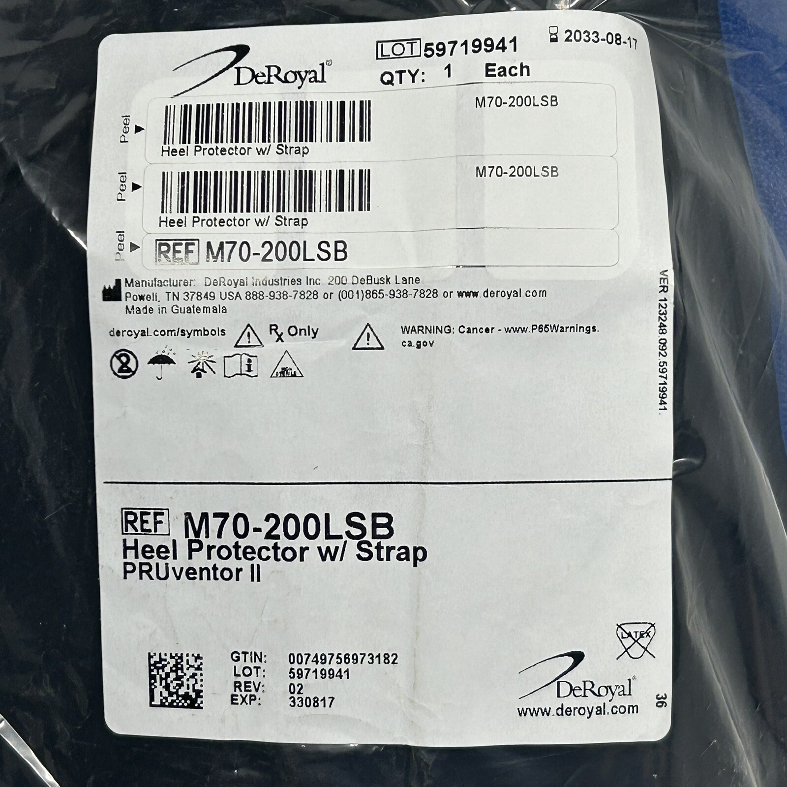 DeRoyal M70-100L Heel Protector PRUventor Long & Anti-Rotation Wedge New