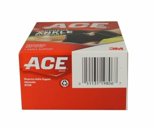 Ace Ankle Support Adjustable Compression Breathable Comfort Moderate Black 1ct