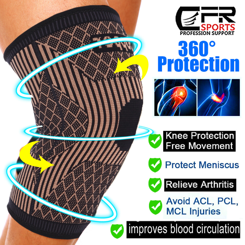 Copper Knee Support Compression Sleeve Brace Sport Patella Joint Pain Arthritis