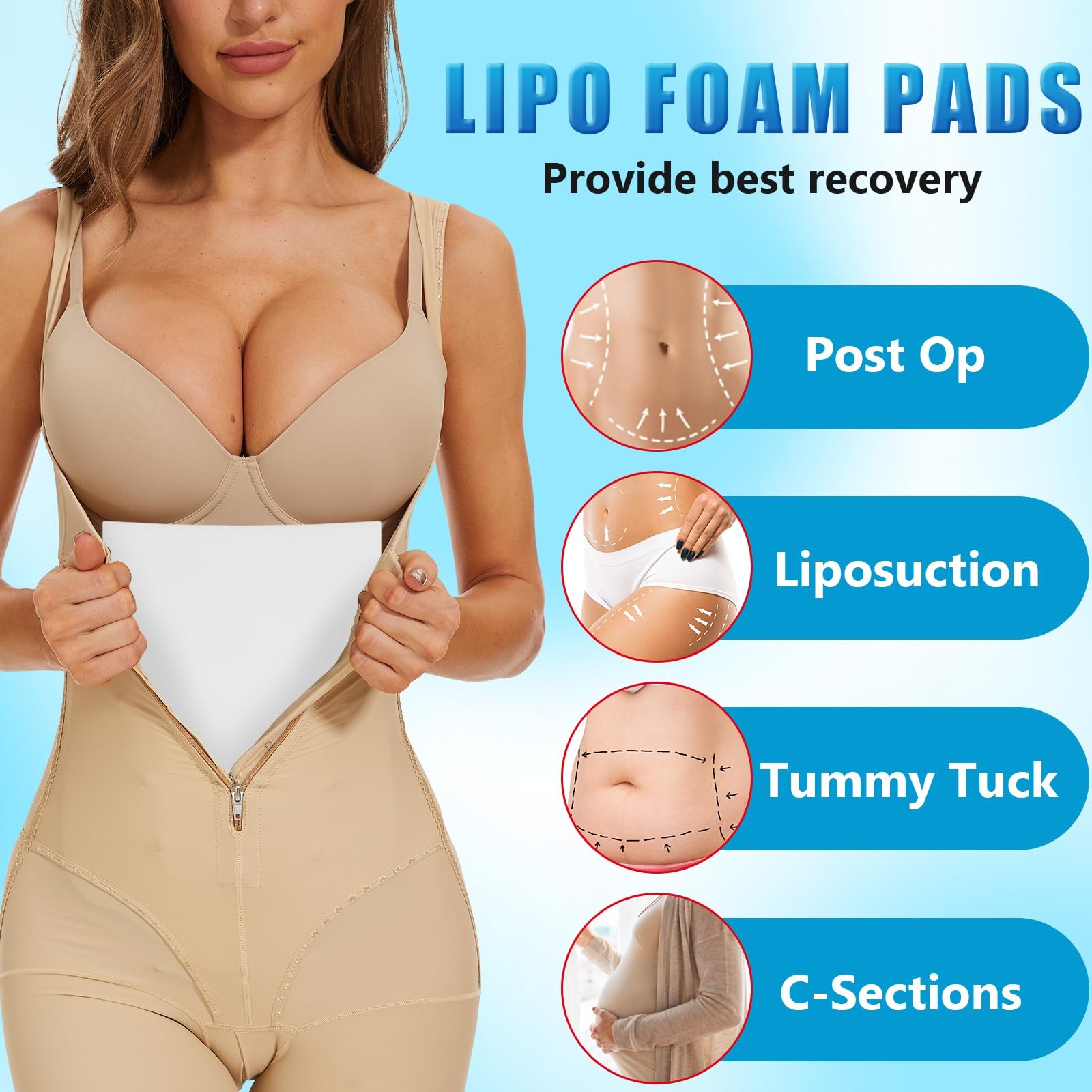 Lipo Foam Pads – 3 Pack Lipo Foams Post Surgery Post Surgery Ab Board for Fla…
