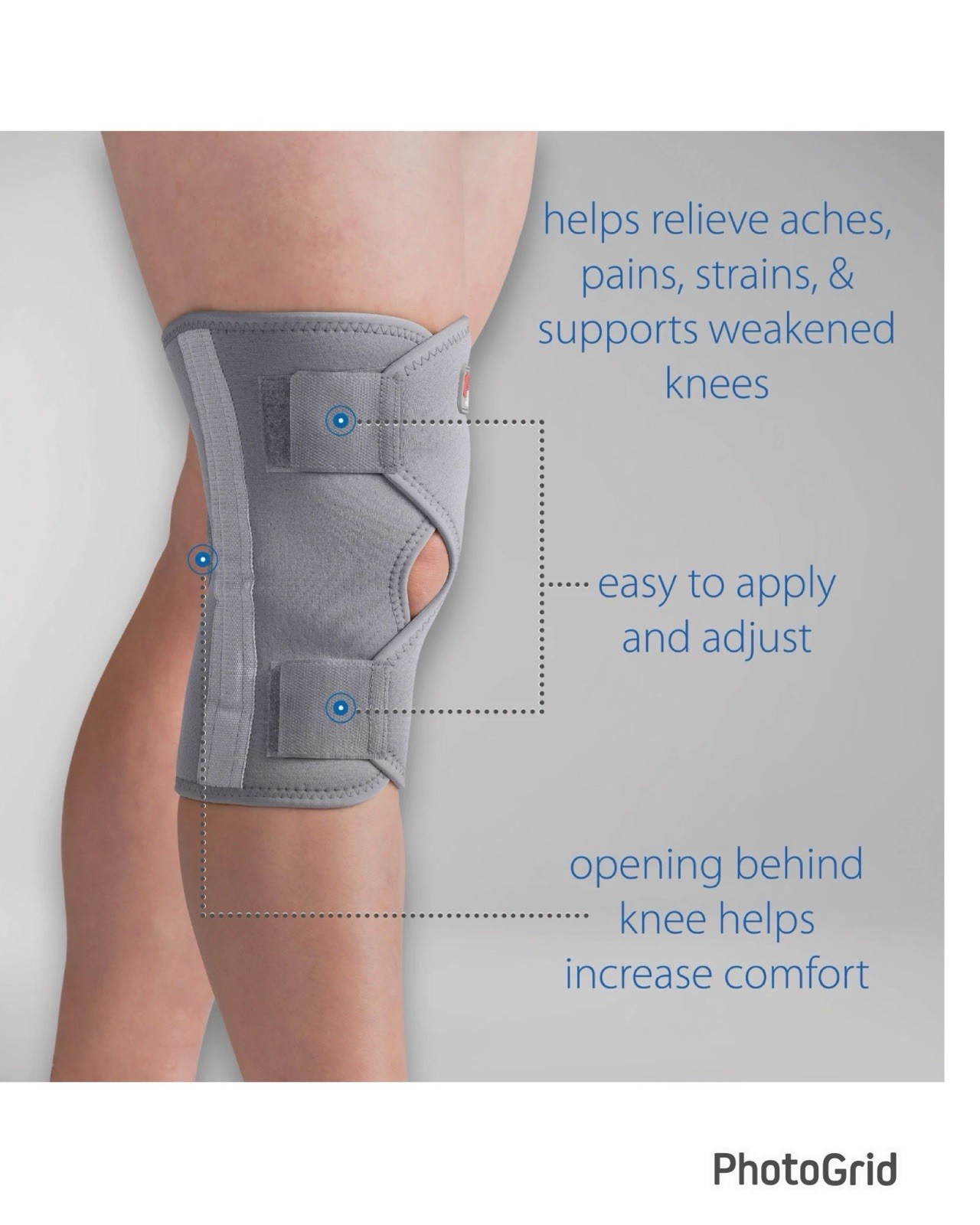 Swede-O Thermal Vent Open Knee Wrap Stabilizer Large Gray Knee Support Core Prod