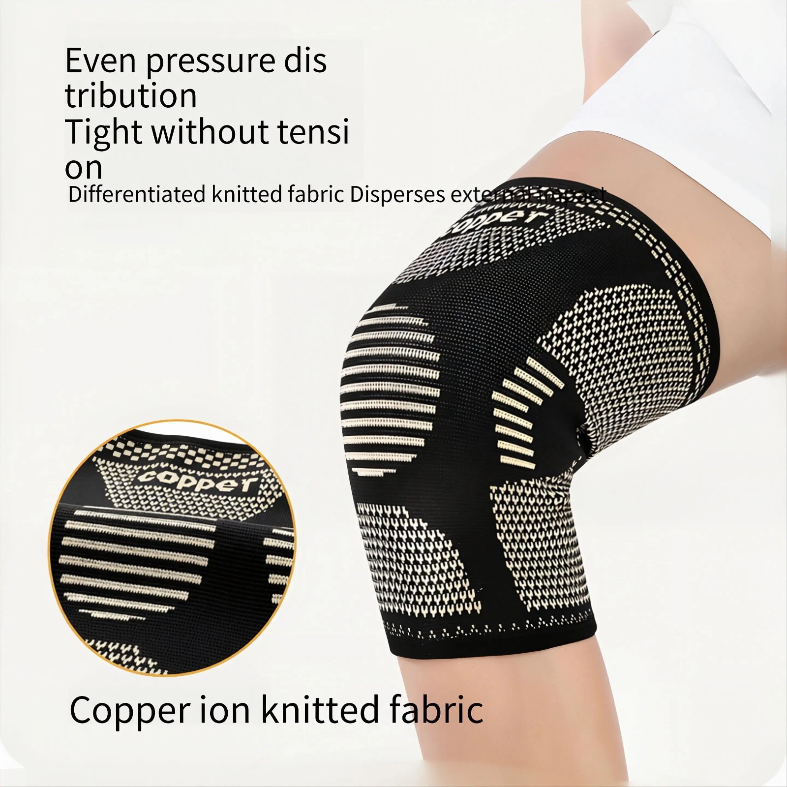 Copper Infused Knee Support Brace Patella Arthritis Joint Compression Sleeve US