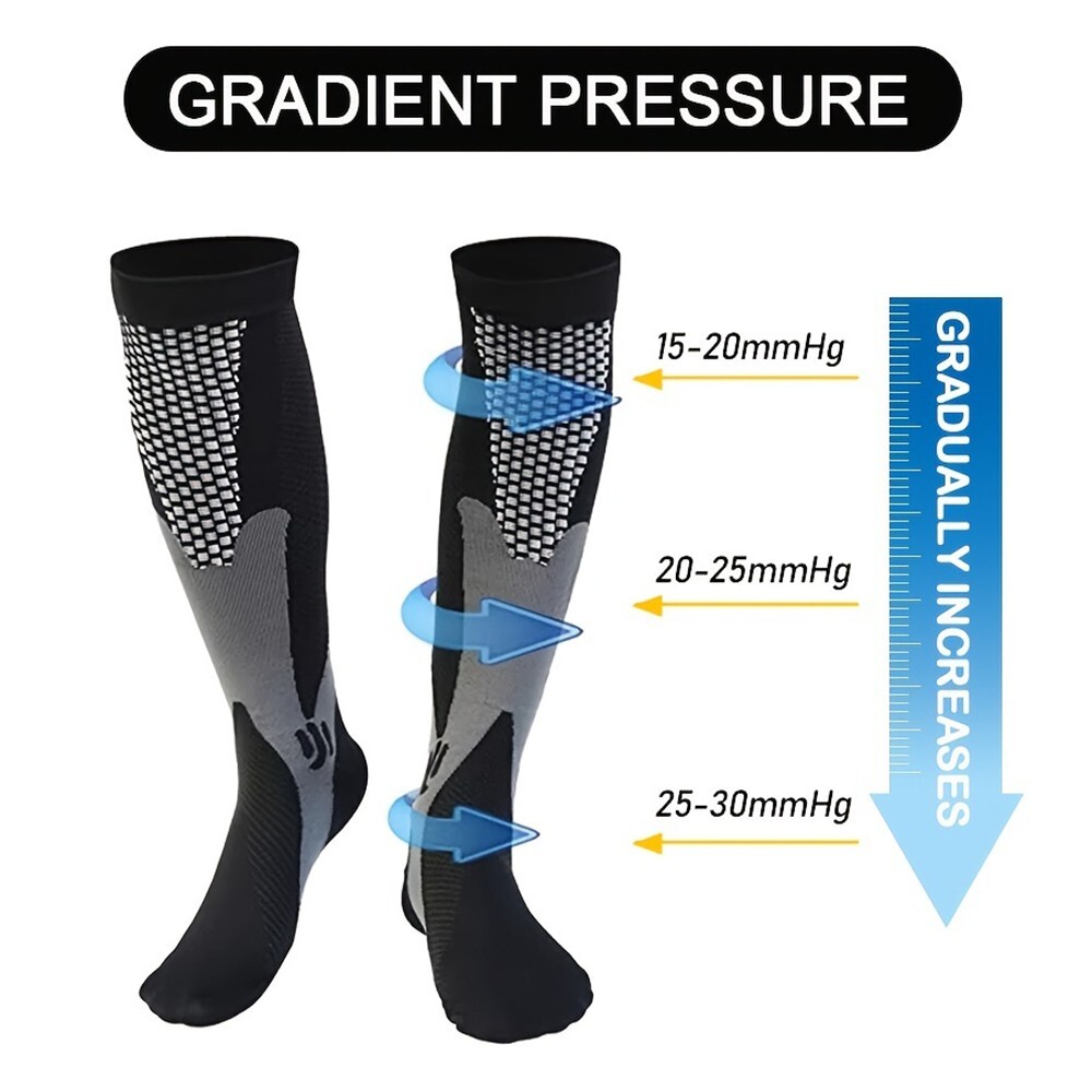 Compression Sock Stocking Knee High 20-30mmHg Support Brace Men Women L/XL / XXL