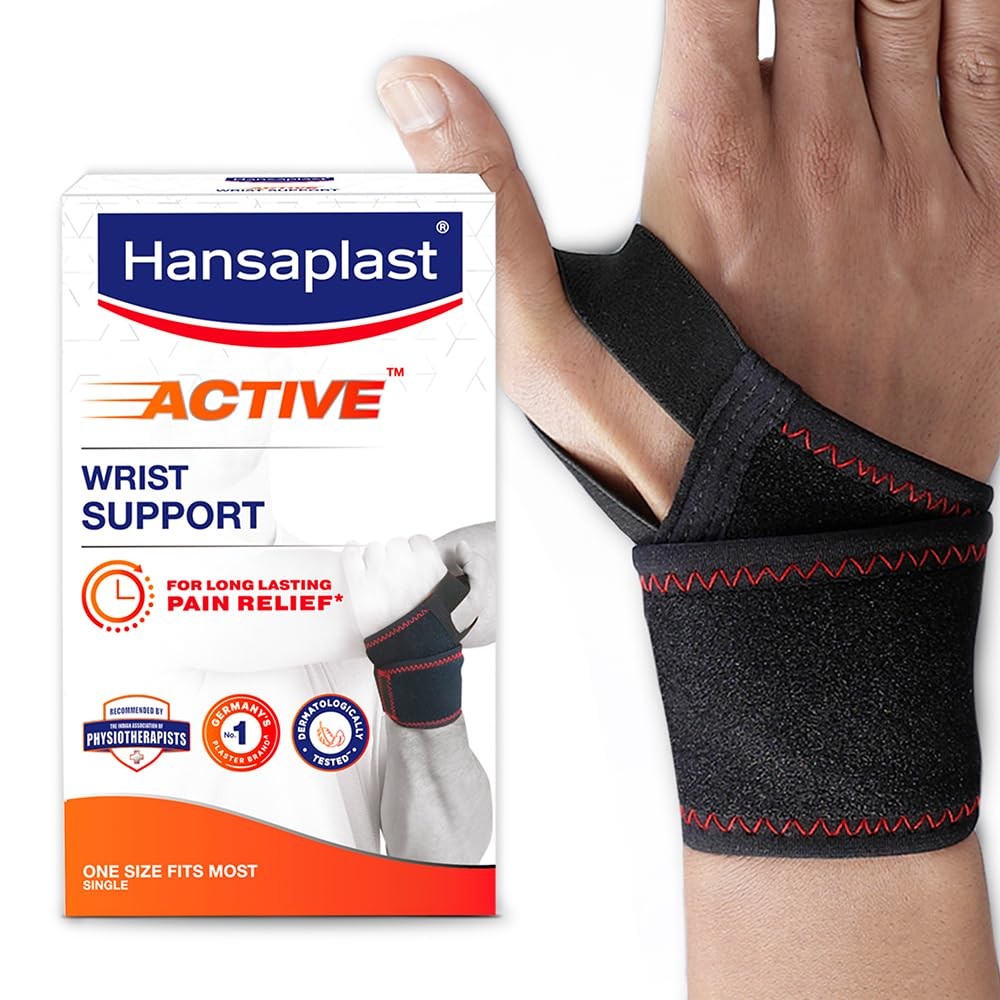 Hansaplast Active Wrist Support – One Size Neoprene for Pain Relief & Stability