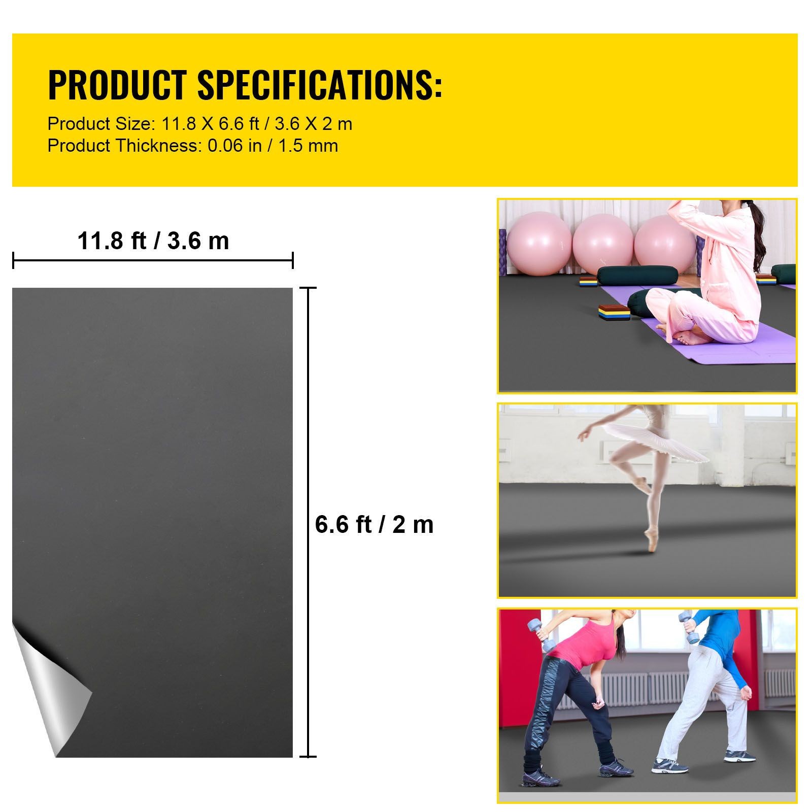 Dance Floor, 6.6×11.8ft Dance Floor Roll, 0.06in Thick PVC Vinyl Dance Floor