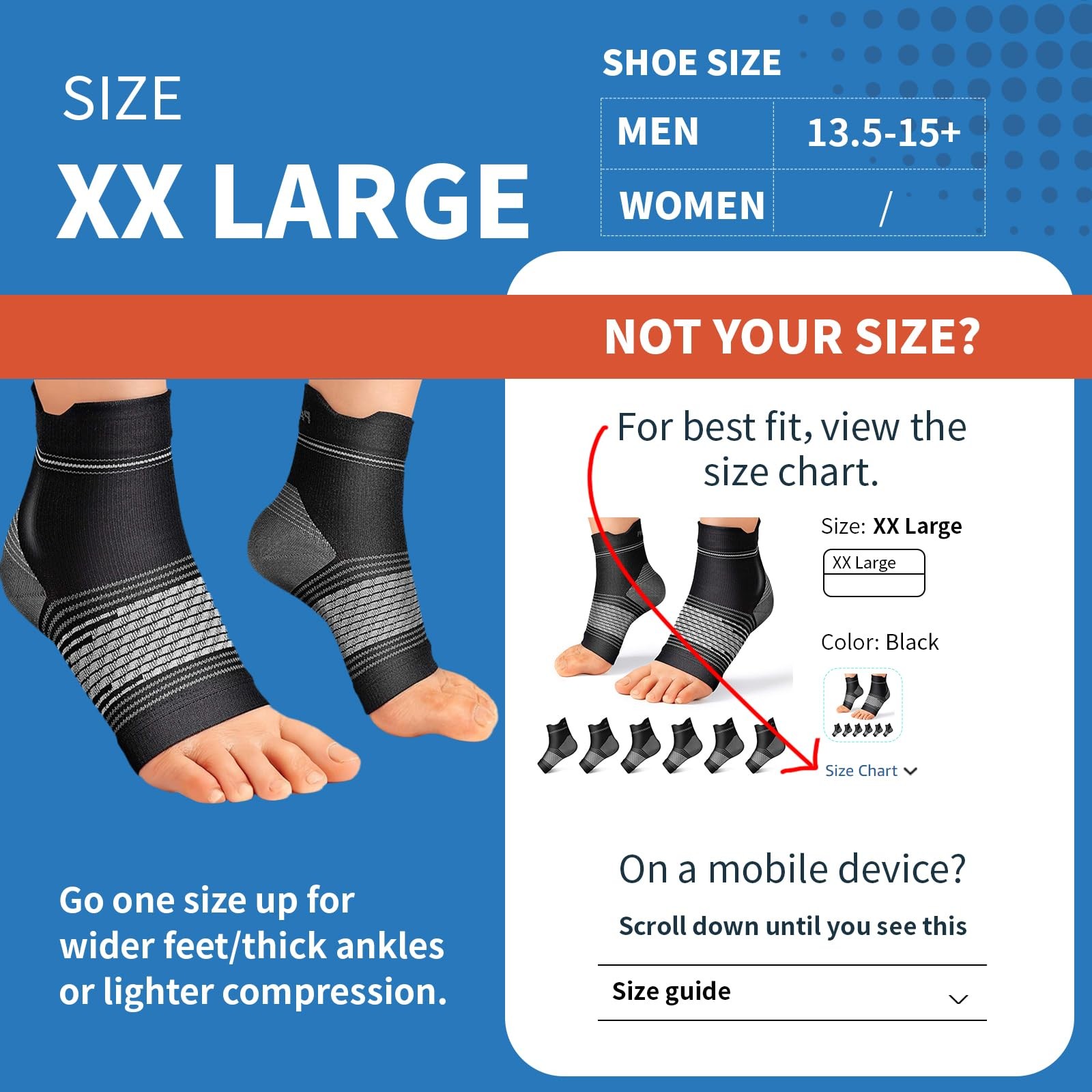 6 Pairs Plantar Fasciitis Socks for Men & XX-Large (6 Pair), Black(6 Pairs)