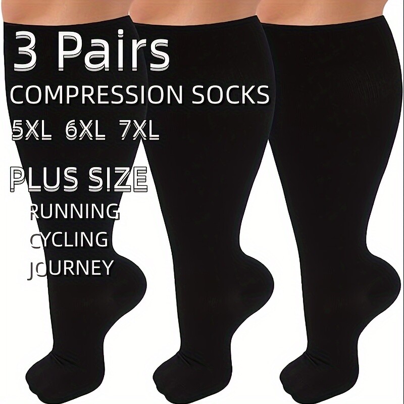 3 Pairs Plus Size Compression Socks 20-30 mmHg for Men Women 5XL-7XL For Cycling
