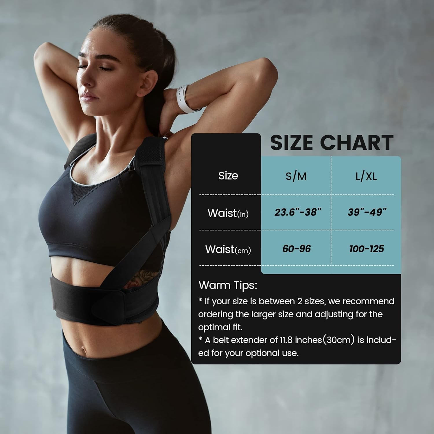 VANRORA Posture Corrector for Women and Men, Back Brace Fully Adjustable Small/M
