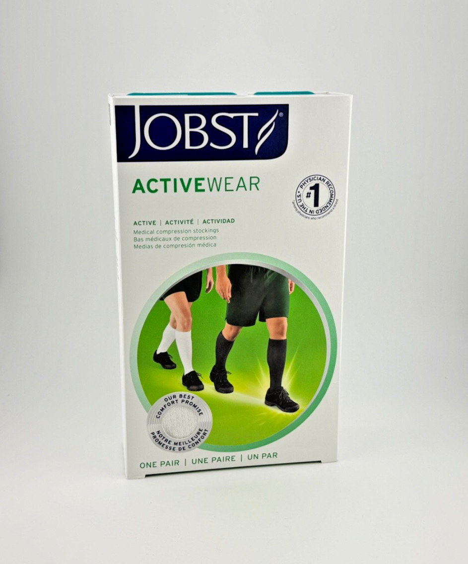 New Jobst ActiveWear 20-30 mmHg Compression Sock Large Knee High Cool White