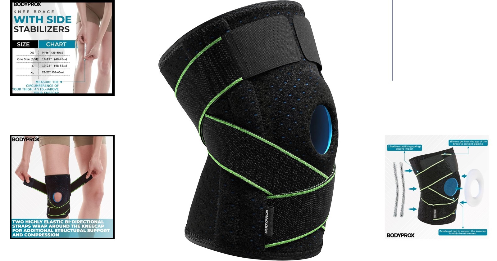 Adjustable Knee Brace with Breathable Gel Pads for Pain Relief – Large
