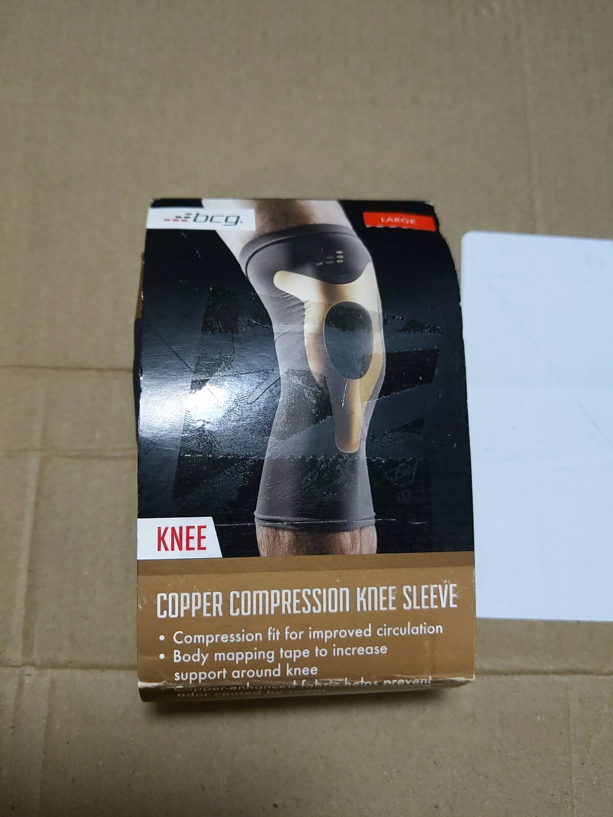BCG Copper Compression Knee Sleeve, 4 Way Stretch Size Large Open Box #L7