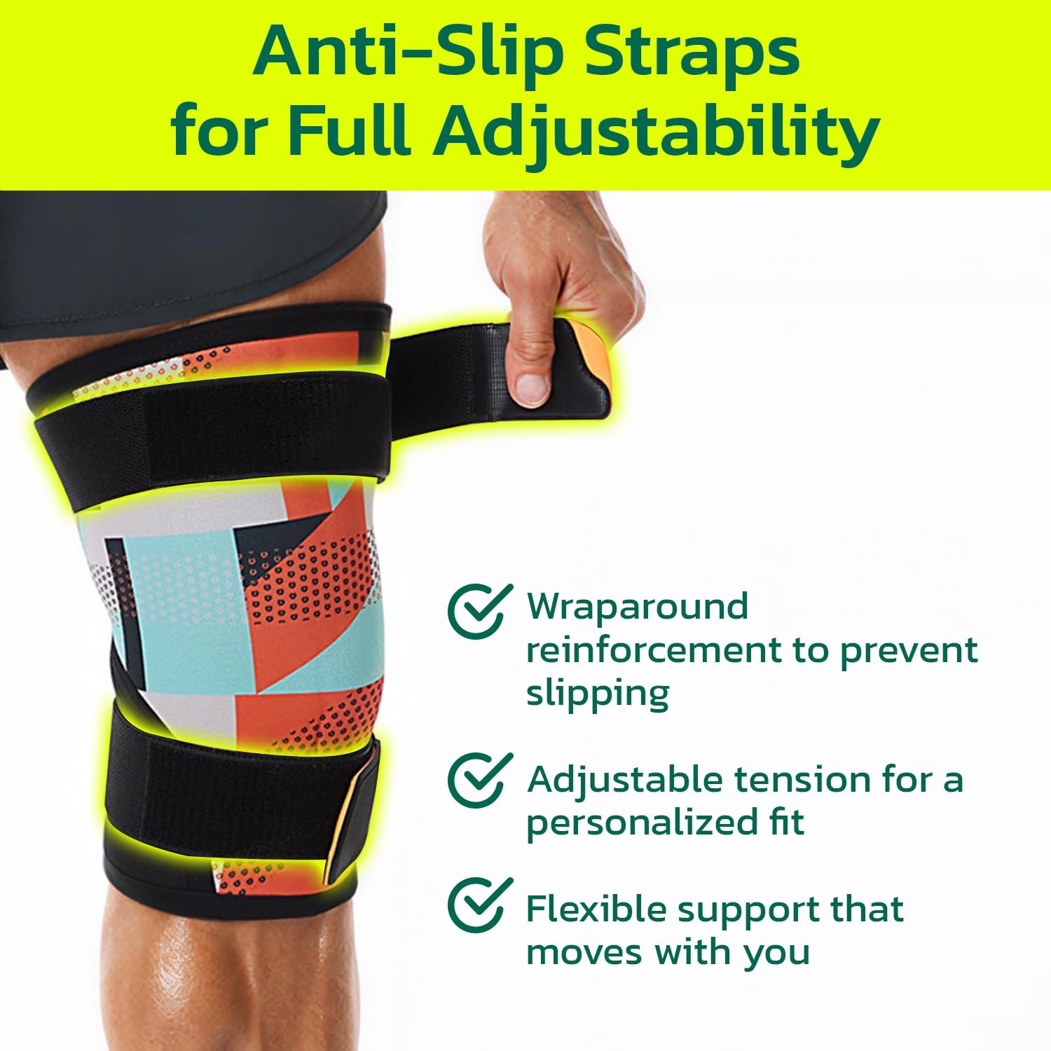 Knee Brace (1 Pair) Adjustable Strap 7mm Neoprene Knee Compression Sleeve Kne…