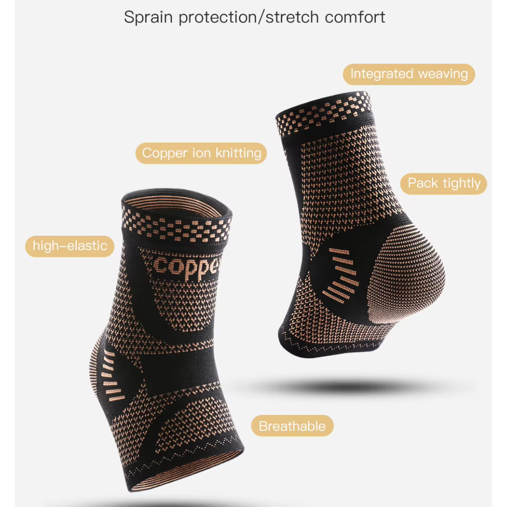 Sport Ankle Support Brace Elastic Compression Copper Fit Compression Ankle Socks
