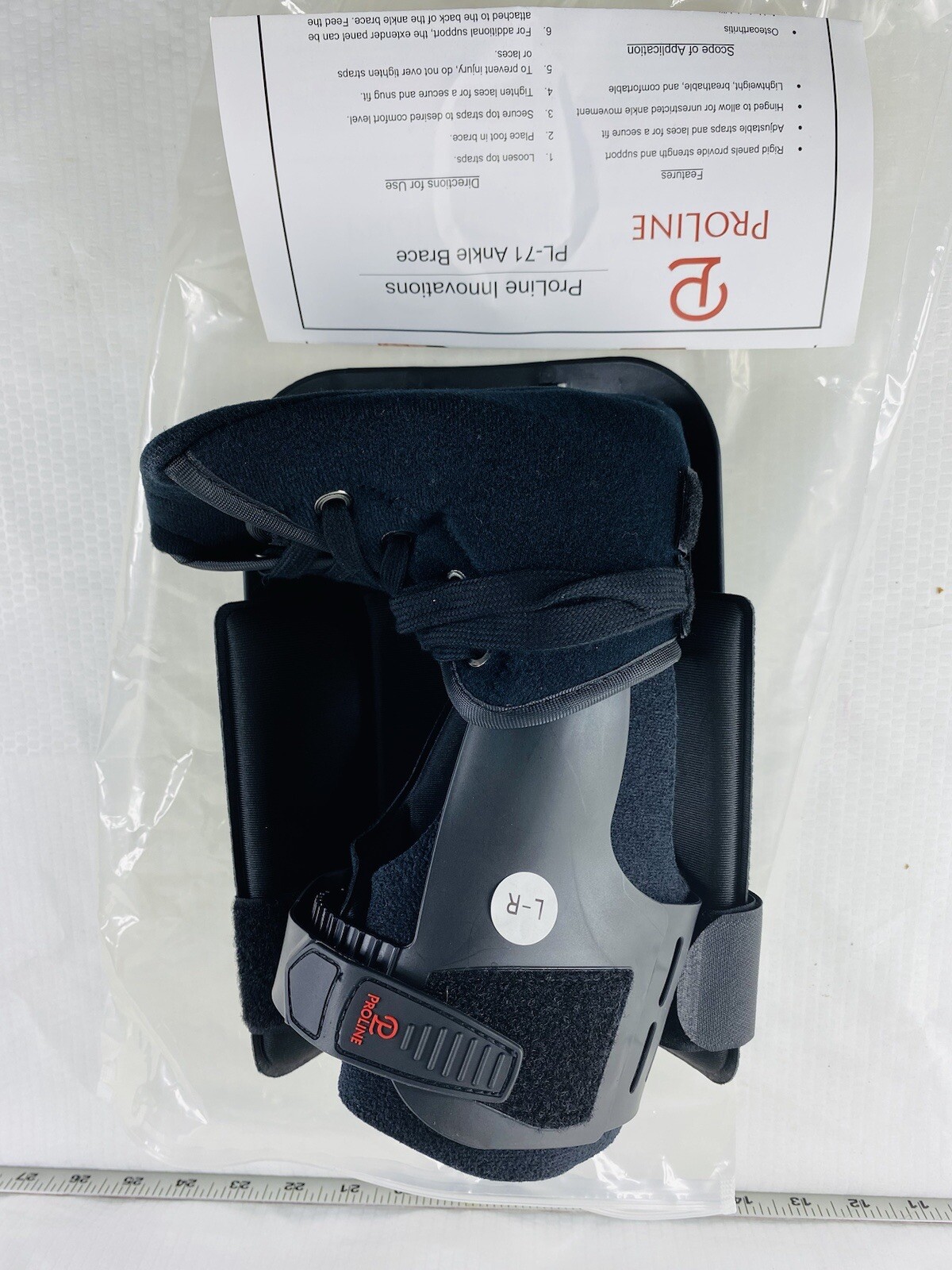ProLine PL-71 Size LARGE (L) Ankle Support Brace Right FOOT Plus Ext. Panel.