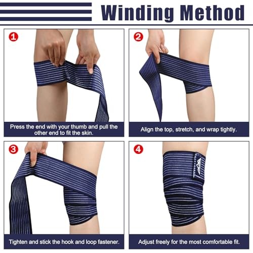 2 Pcs Hamstring and Thigh Compression Wraps, Adjustable 150 cm/59 in Dark Blue