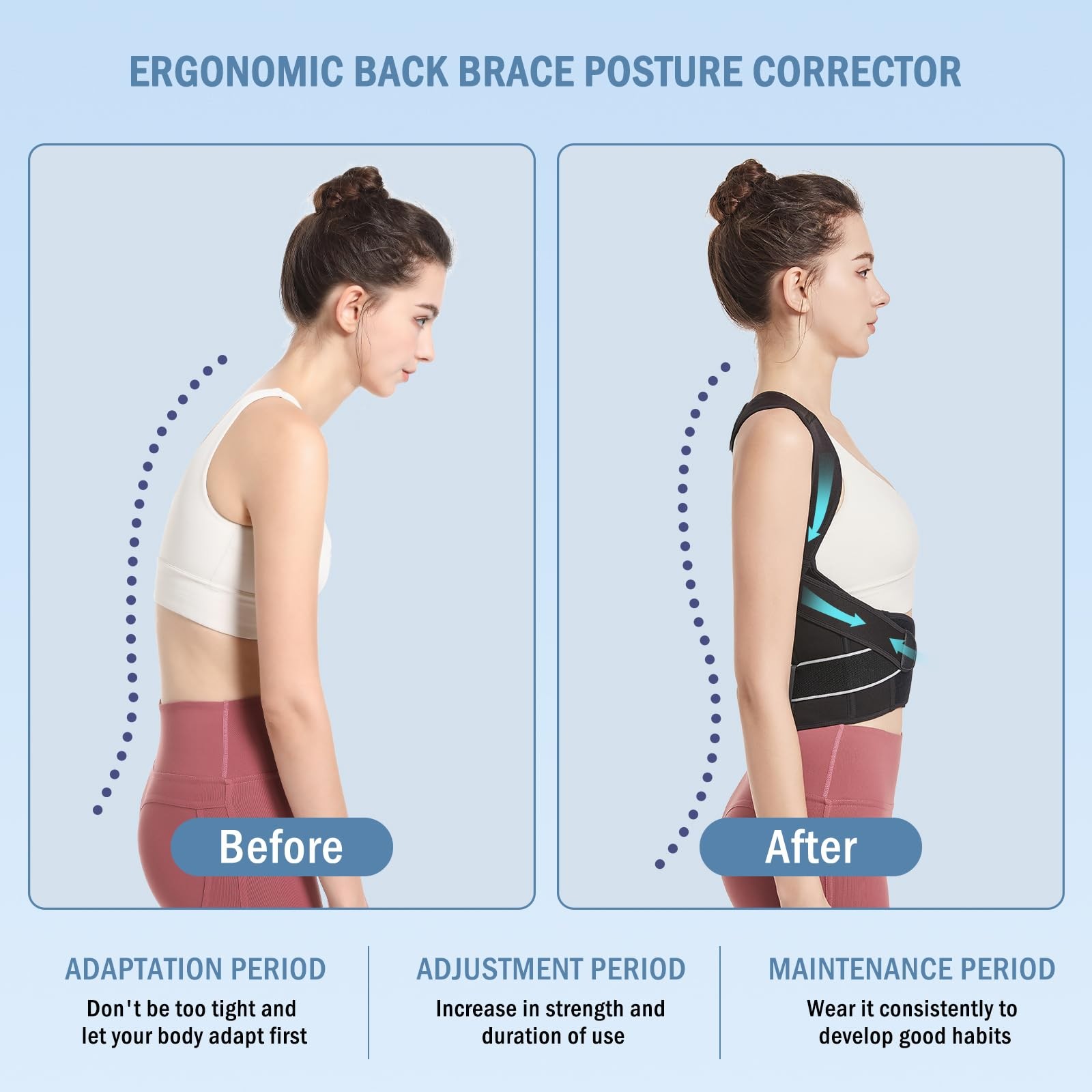 Eicgo Posture Corrector,Suitable for Men and Women Upper Medium, Black