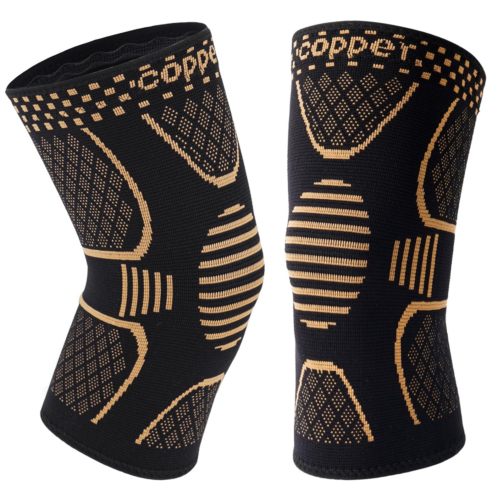 2 Pack Copper Knee Brace Knee Compression Sleeves Support for Working Out Sports