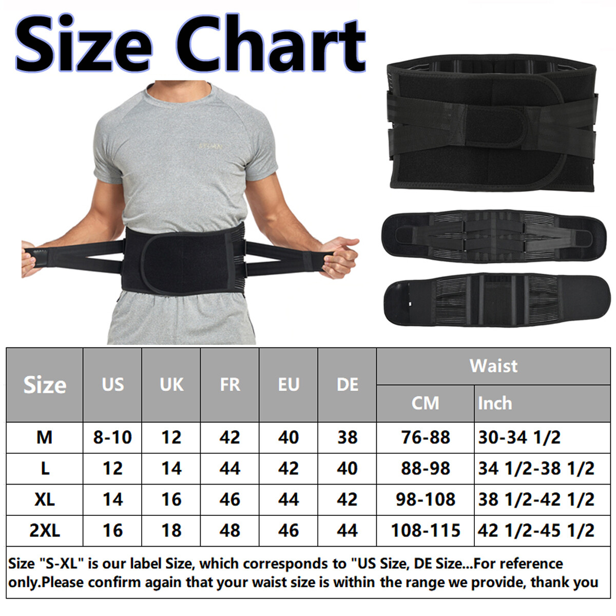 Back Brace Lower Back Waist Lumbar Support Belt Pain Relief Men Women Sciatica
