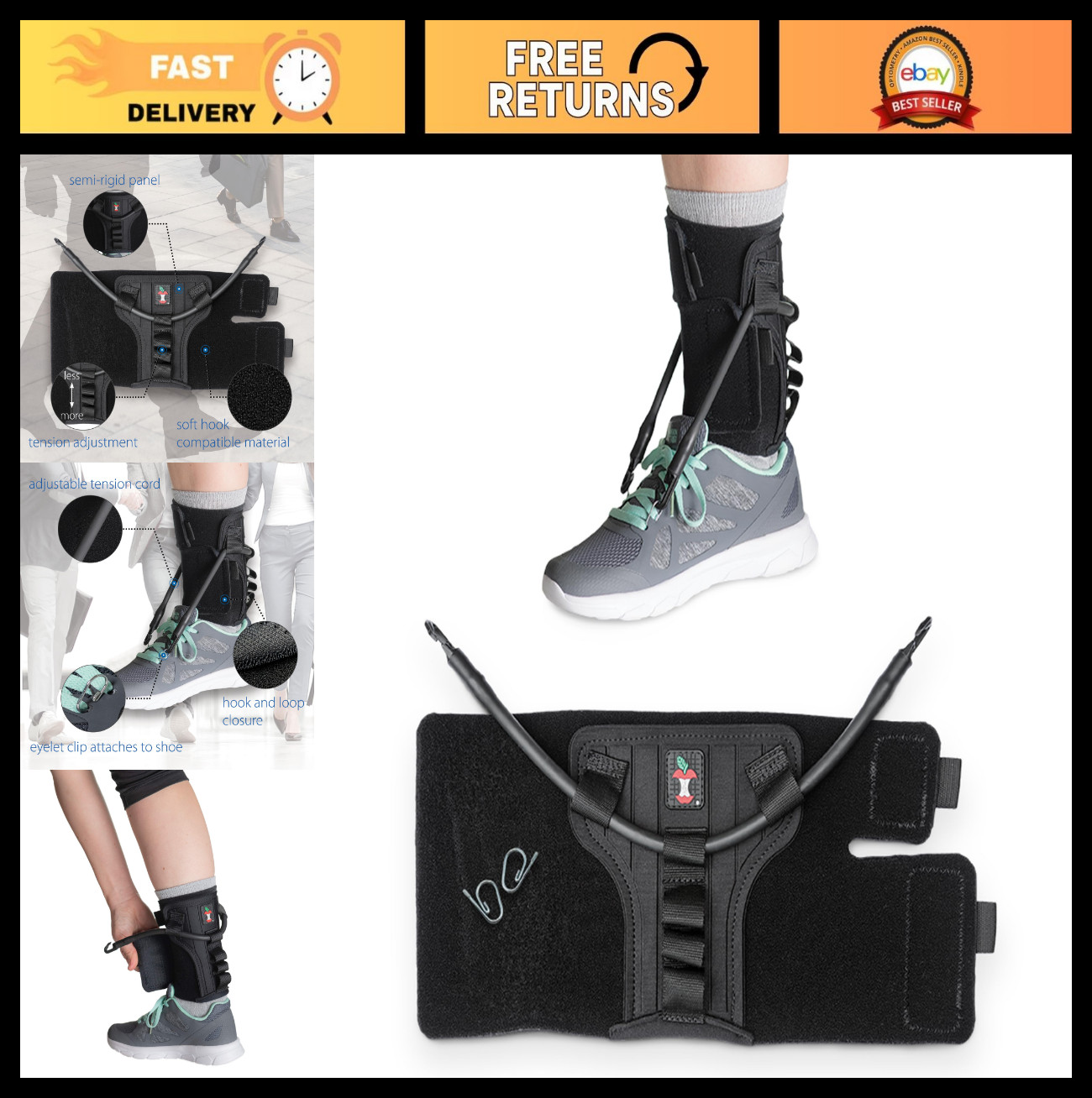 Foot Drop Brace – Soft Ankle Foot Orthosis for Walking Support, XSmall/Small