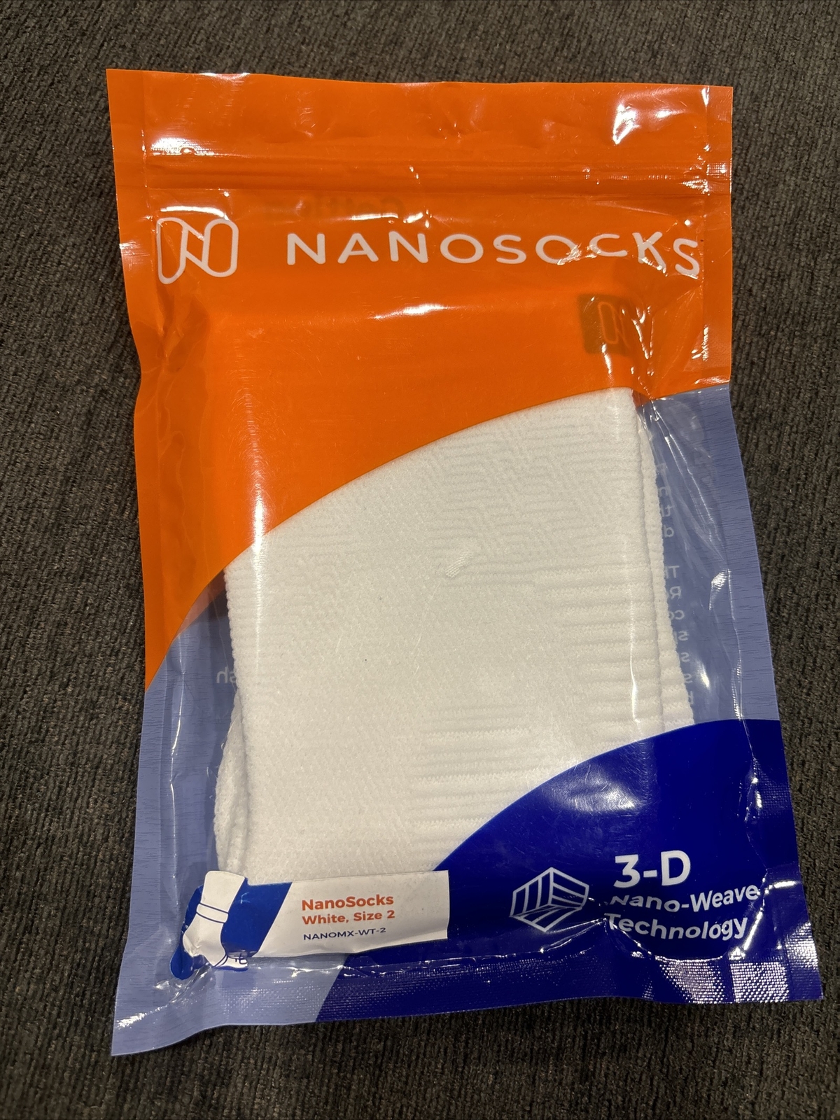 Nanosocks 3D Nano-Weave Technology Nanomx-WT-2 White Size 2