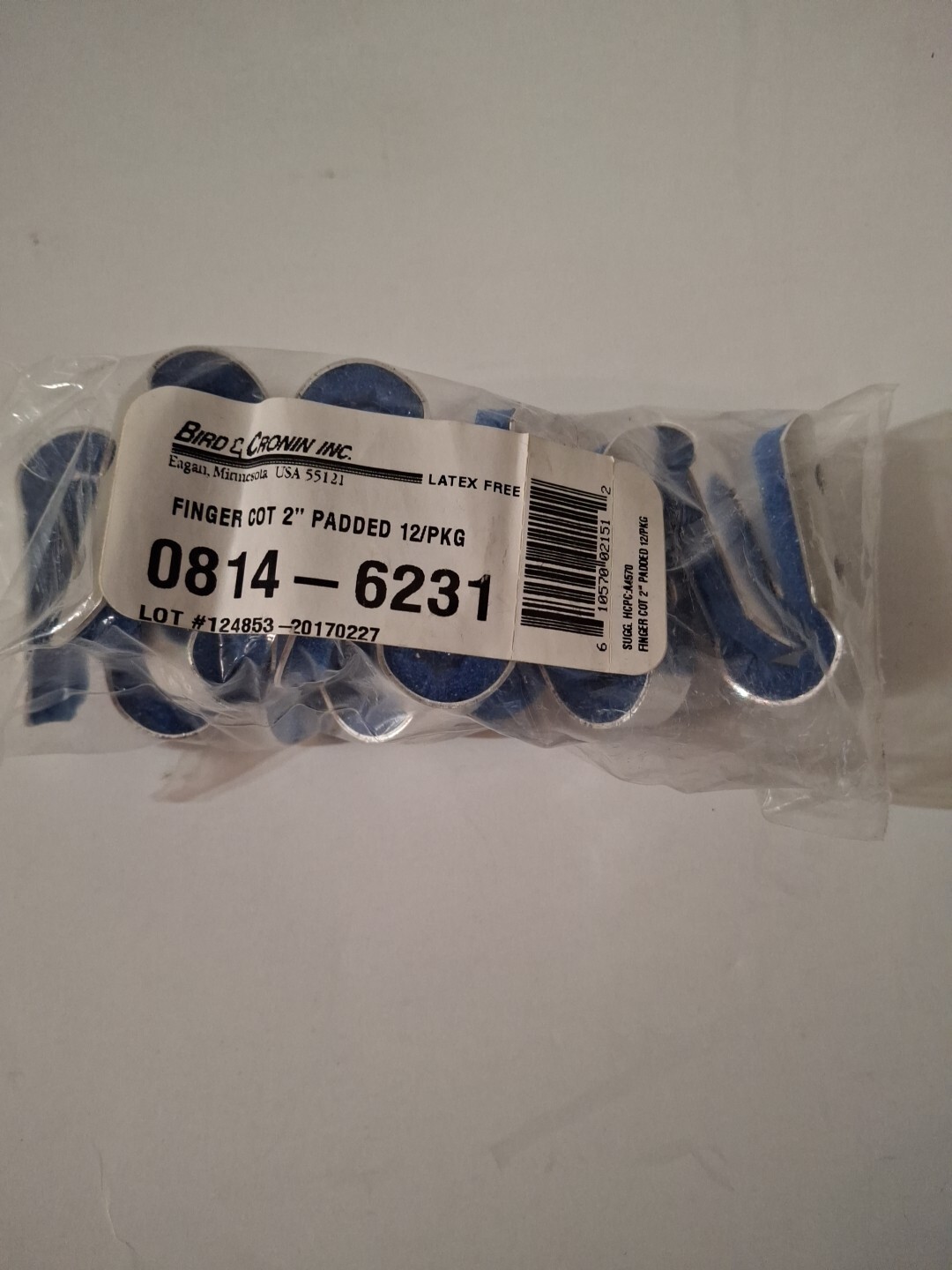 FINGER COT 2″ Padded 12/pkg foam Lined aluminum slints