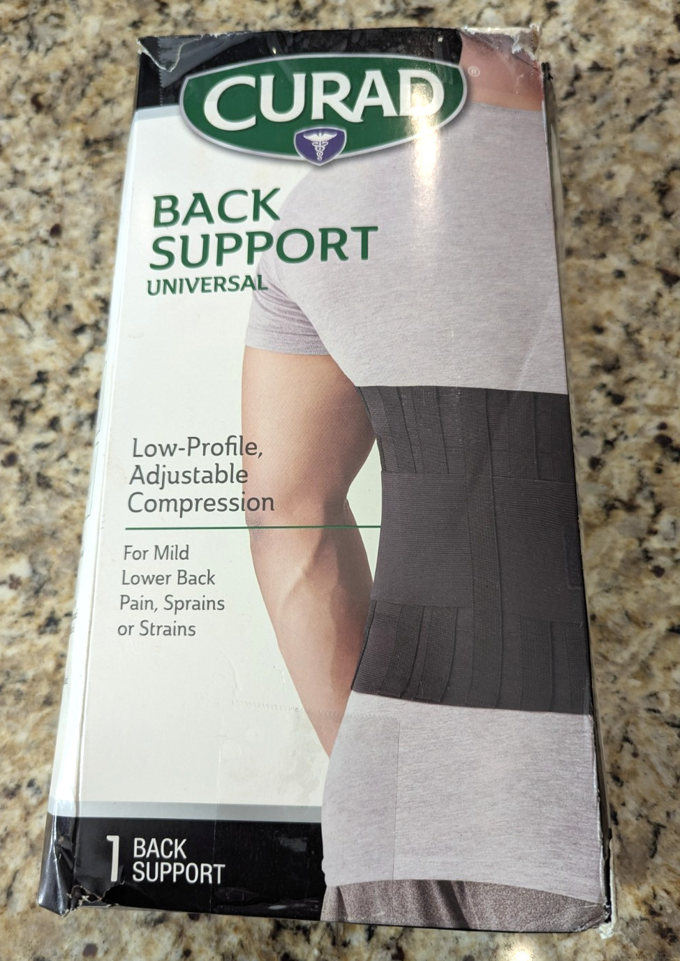 Curad Back Support Universal Low-Profile Adjustable Waist Size 33-44″ Black